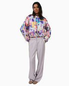 Woman wearing Lollys Laundry Lama bomber jacket multi – Áines Boutique