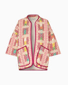 Lollys Laundry Lulu quilted jacket pink front view – Áines Boutique