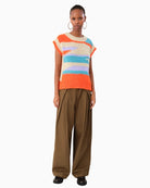 Lollys Laundry Max knit vest with wide shoulders and chunky colourful stripes