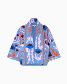 Lollys Laundry Rumill jacket blue embroidered flowers front view – Áines Boutique