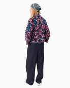 Back of Lollys Laundry Sadie jacket in washed black with floral embroidery 