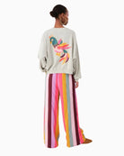 Back view of Sydney sweatshirt showing colourful parrot design and relaxed fit