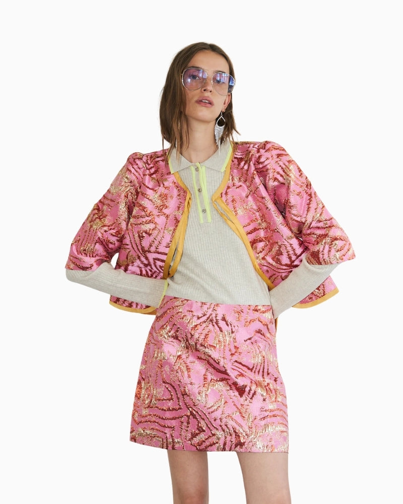 Lollys Laundry Trine jacket pink front view – Áines Boutique