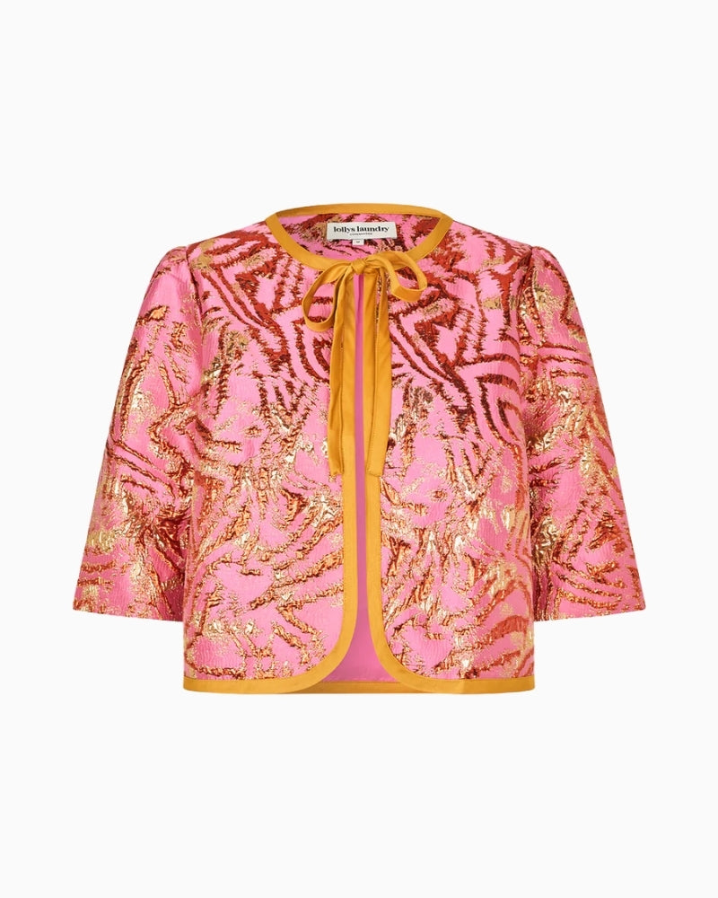 Lollys Laundry Trine jacket pink front view – Áines Boutique