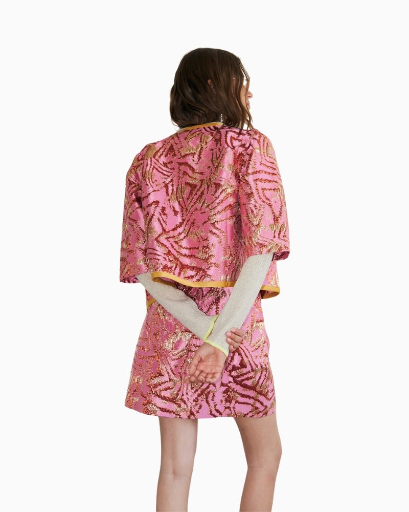 Lollys Laundry Trine jacket pink back view – Áines Boutique