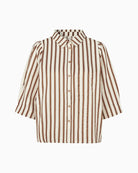 Lollys Laundry Bonoll shirt Dark Mokka flat lay front view – Áines Boutique