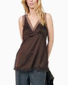 Lollys Laundry CainLL Top in dark brown front view