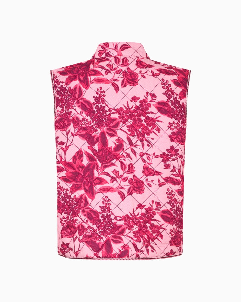 Lollys Laundry Cairoll quilted vest Pink flat lay back view – Áines Boutique