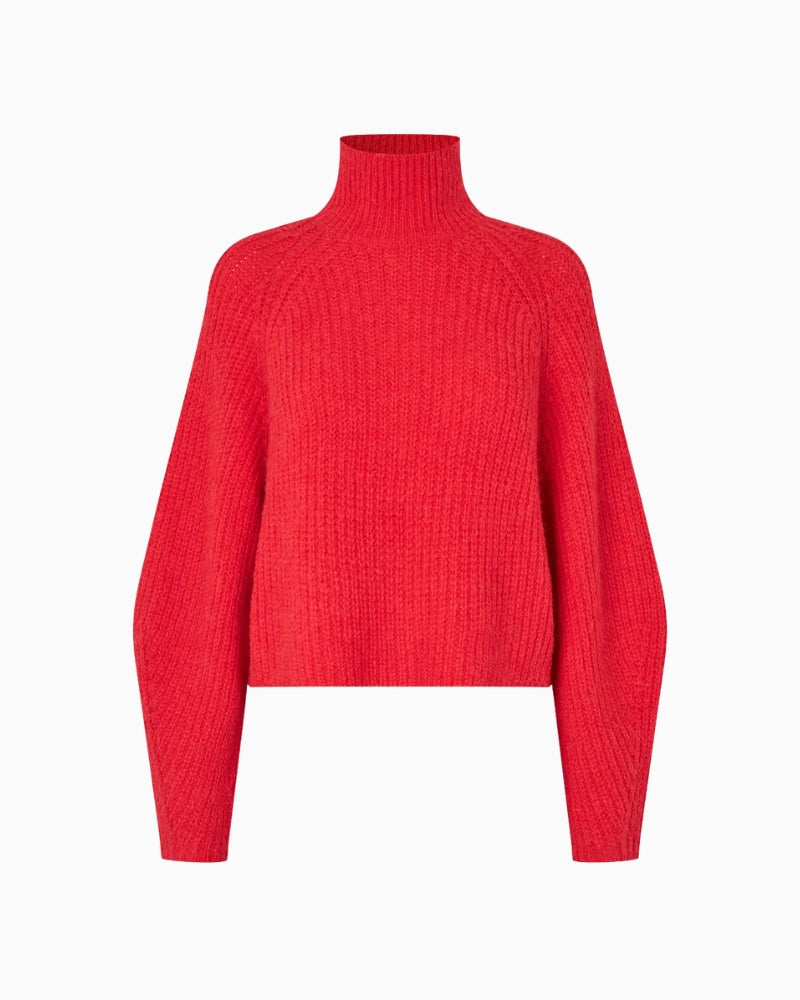 Lollys Laundry Elio Jumper in Red knit texture detail
