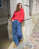 Lollys Laundry Elio Jumper in Red raglan sleeve detail