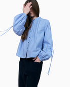 Lollys Laundry Lanna Shirt in Blue tie sleeve detail