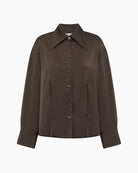 Lollys Laundry SolLL Shirt in Dark Brown collar and front detail