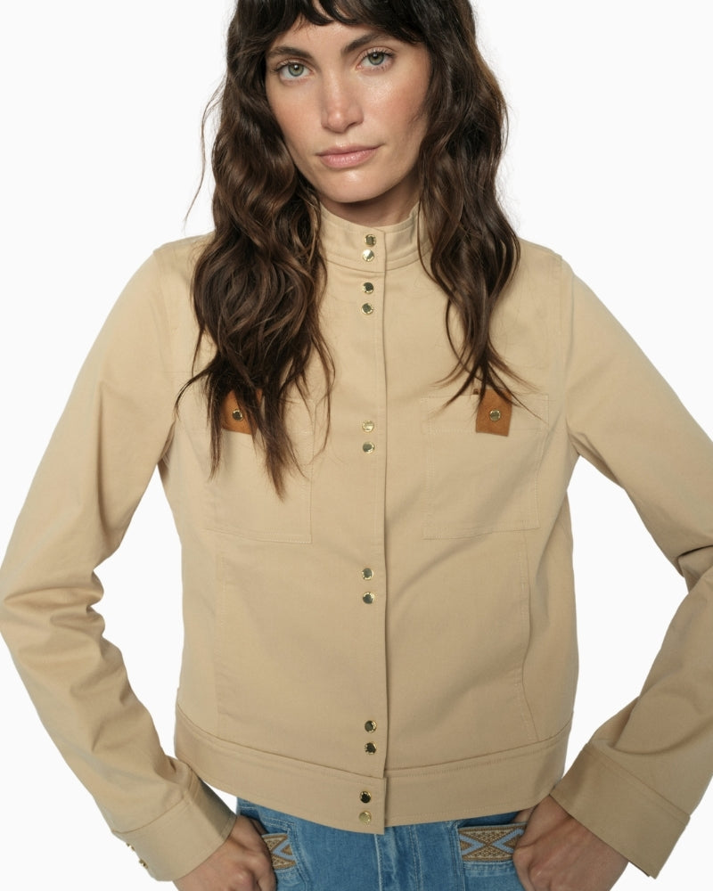 MOS MOSH MMBriella Tenca Jacket sesame model front view