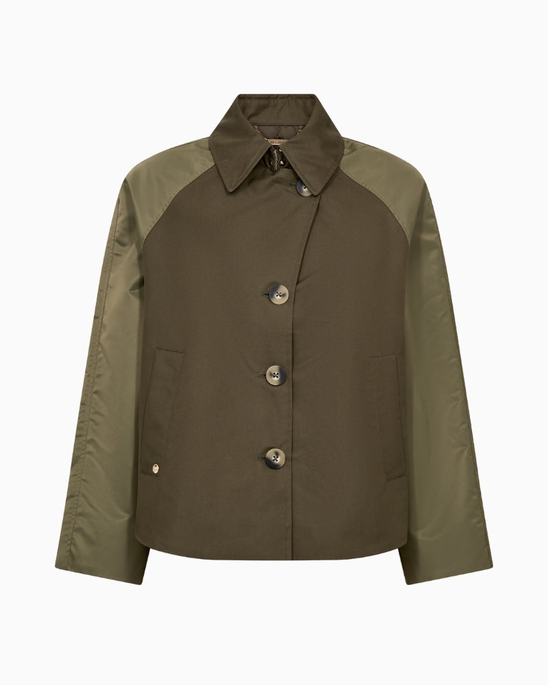 MOS MOSH MMZyla Neola Trenchcoat in Olive Night flat front view
