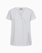 MOS MOSH Machi O-SS tee white front view twist neckline