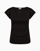 MOS MOSH Mall O-SL tee black front view fitted silhouette
