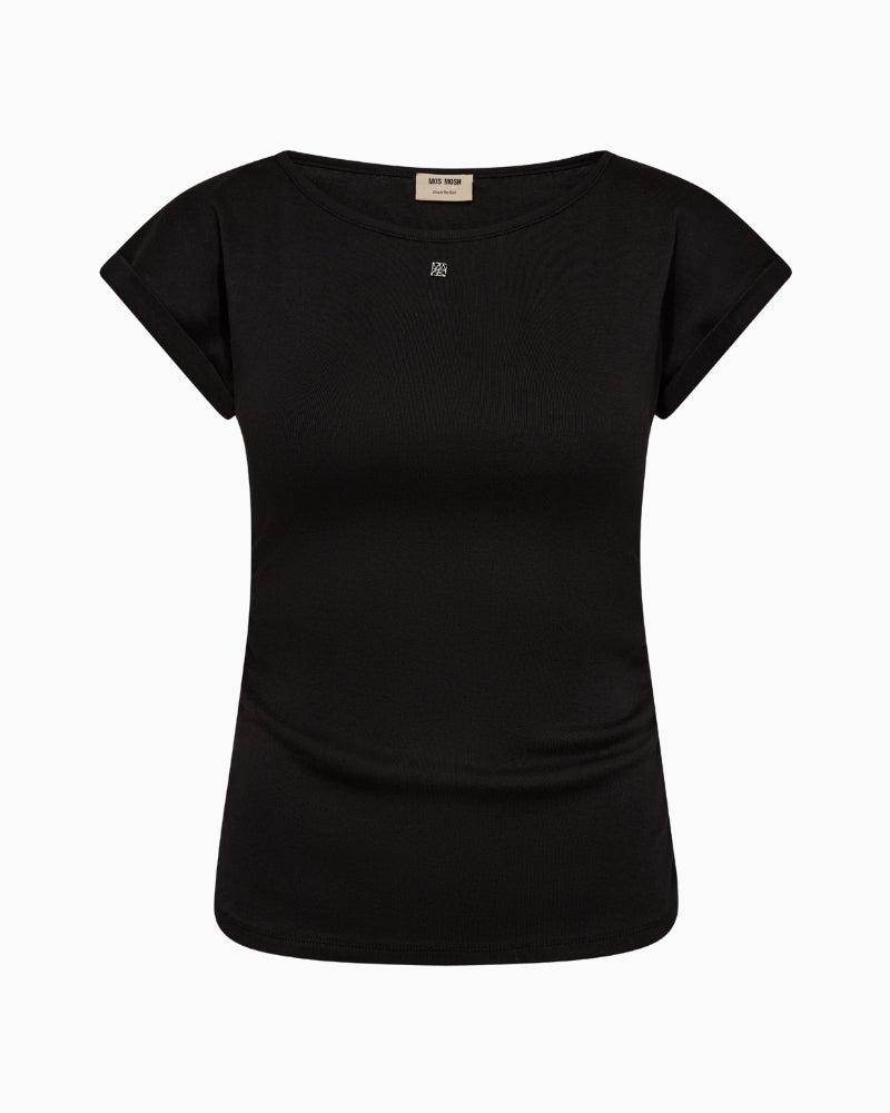 MOS MOSH Mall O-SL tee black front view fitted silhouette