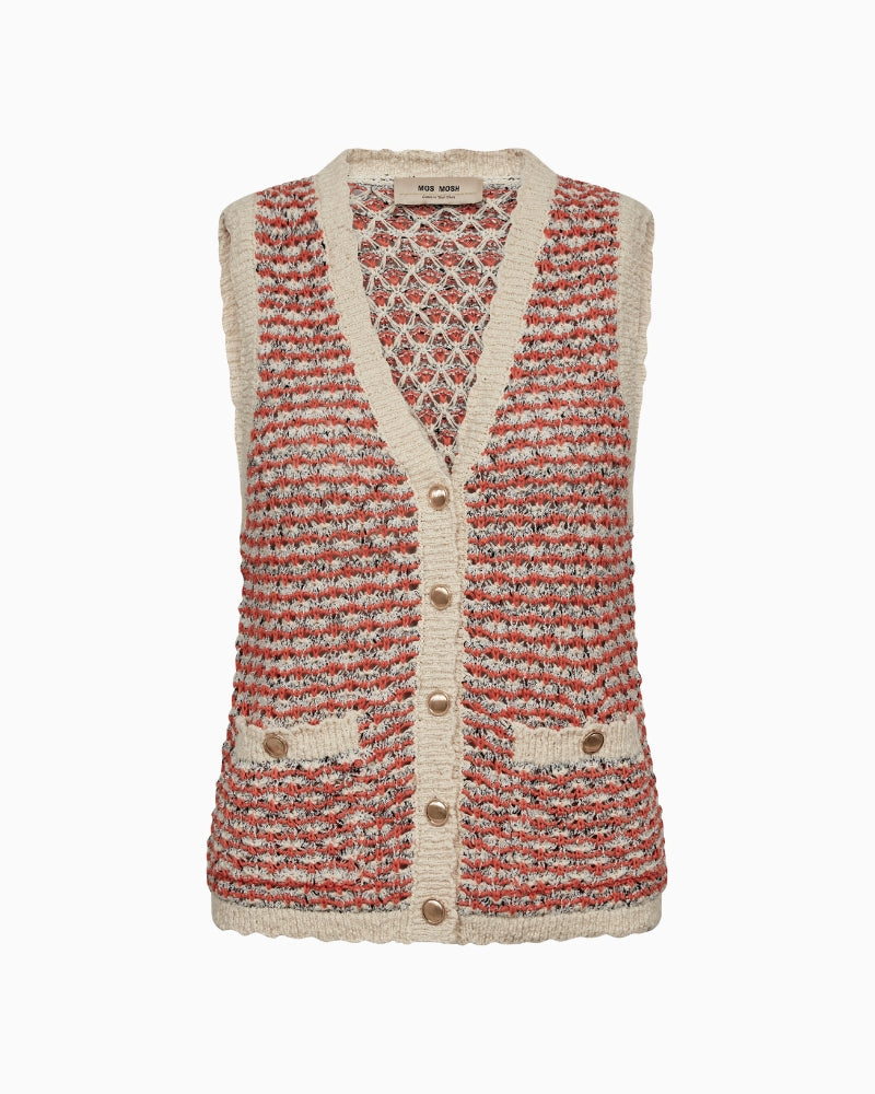 MOS MOSH Miah knit vest emberglow front view textured knit
