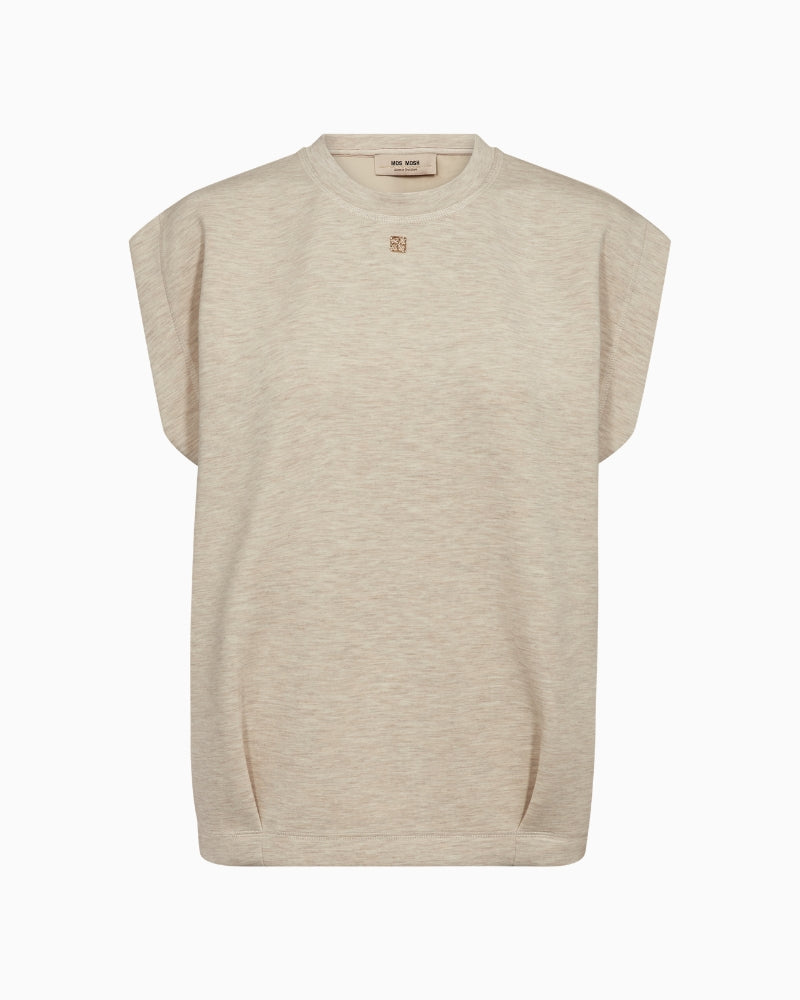 MOS MOSH Namara sleeveless sweatshirt sesame front view
