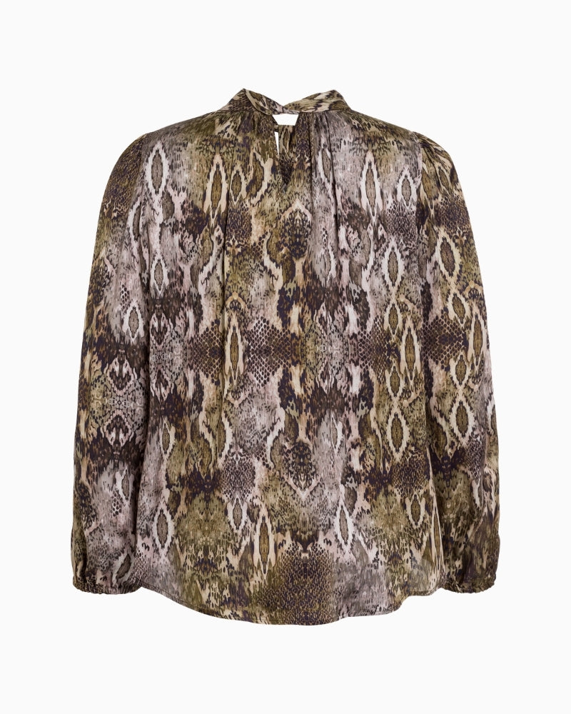 Back view of blouse with smooth khaki finish