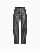 Black faux leather trousers by Marc Aurel with patch pockets and straight leg