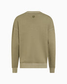 Back view of cotton sweatshirt with hip-length cut