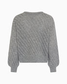 Balloon sleeve grey jumper with relaxed fit and cropped shape