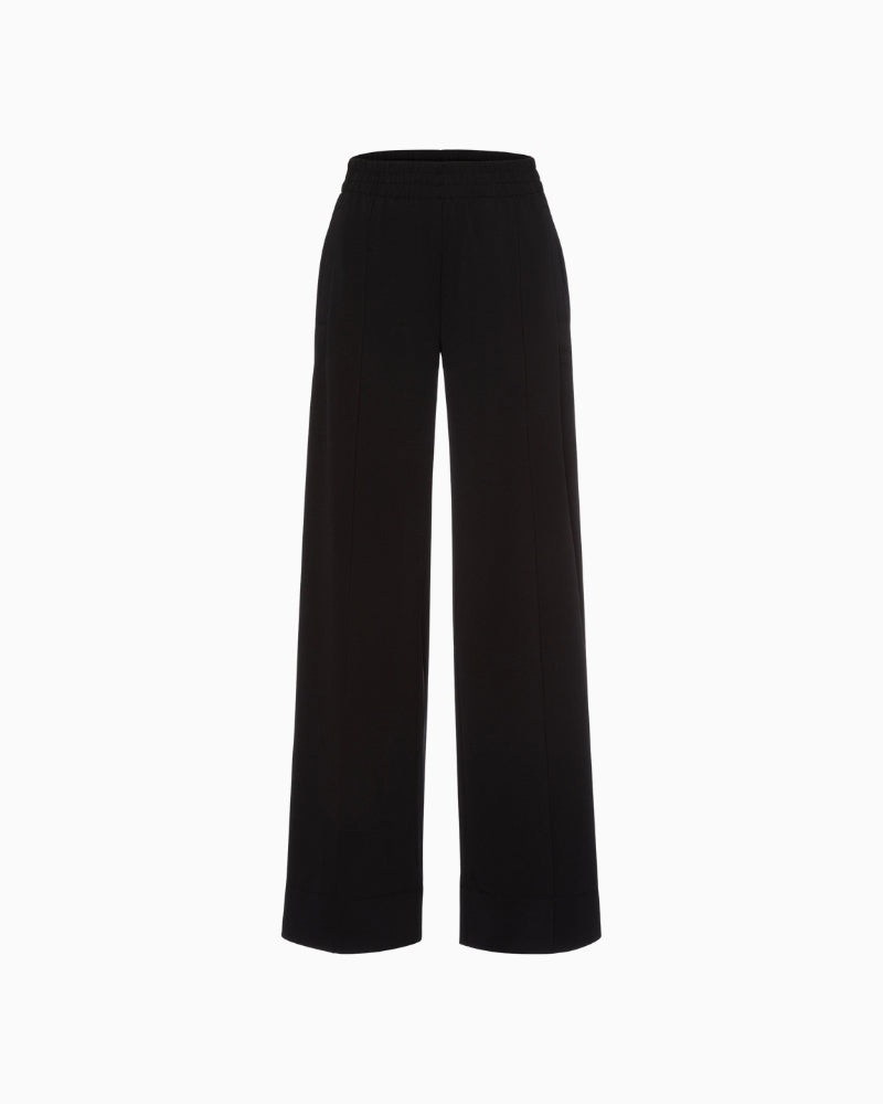 Front view of Marc Aurel black stretch trousers with tailored fit