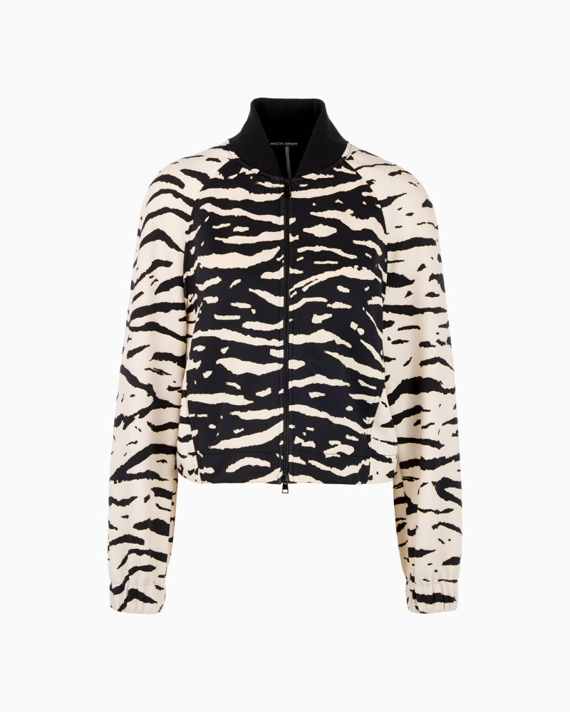 Soft stretch blouson in black with practical pockets and zip fastening