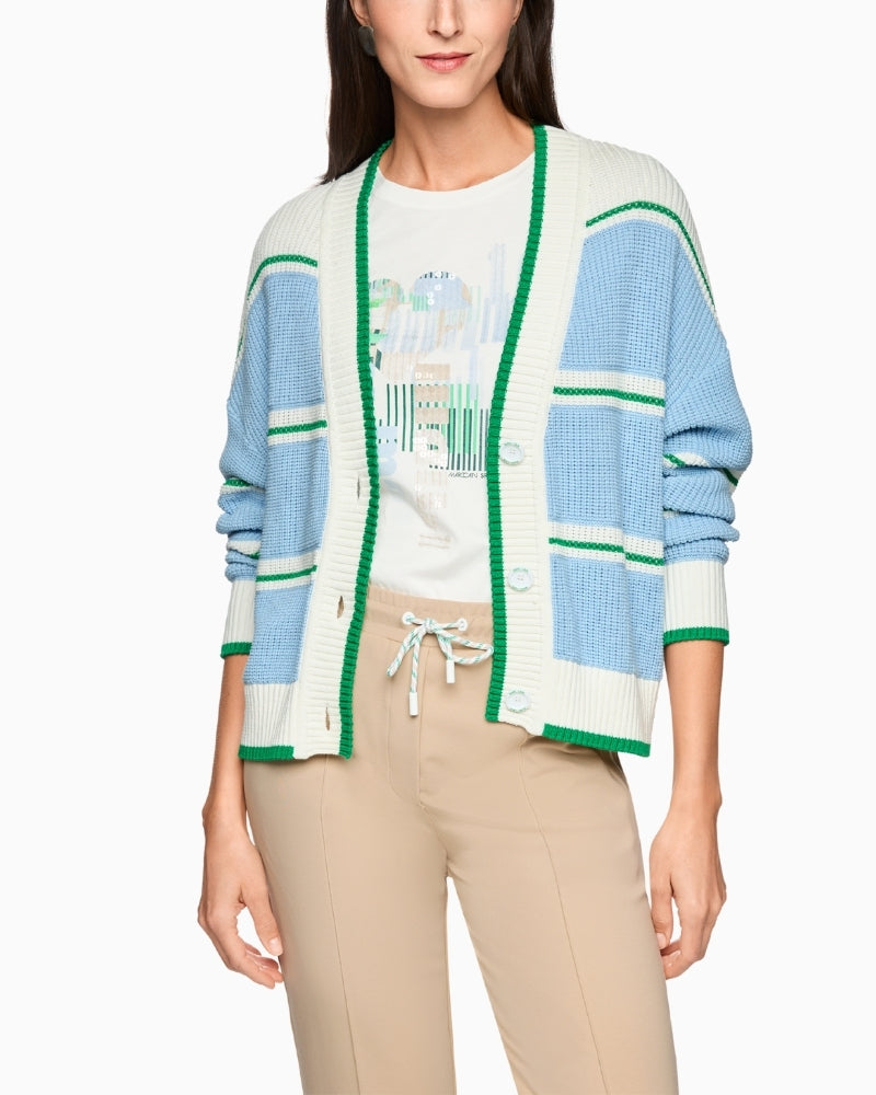 Marc Cain light blue cardigan front view – Áines Boutique