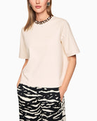 Marc Cain classic t-shirt in soft cotton-modal blend with contrast neckline