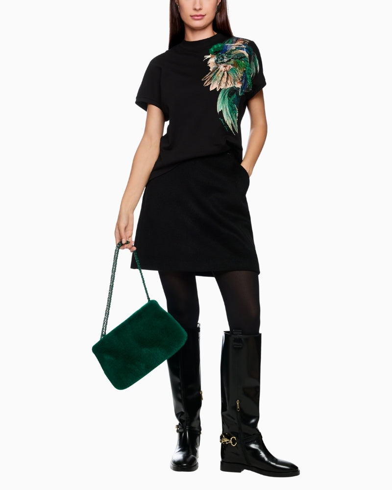 Relaxed fit Marc Cain tee with round neck and short sleeves