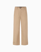 Marc Cain beige cotton stretch trousers front view – Áines Boutique
