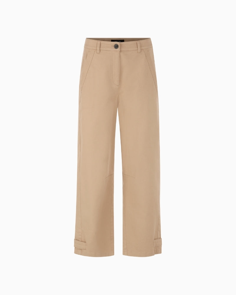Marc Cain beige cotton stretch trousers front view – Áines Boutique