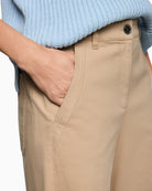 Marc Cain beige trousers waistband and button detail – Áines Boutique