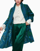 Close-up of feather jacquard pattern and luxurious fabric blend