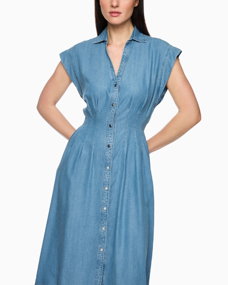 Marc Cain Light Denim Dress button front detail – Áines Boutique