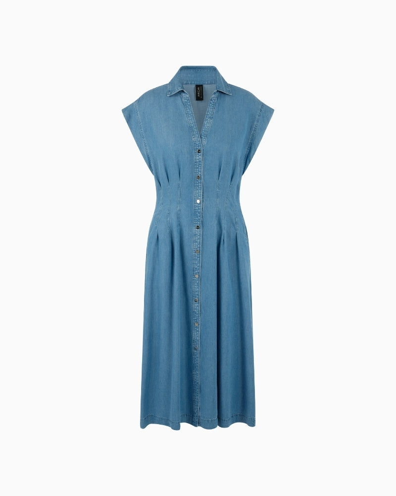Marc Cain Light Denim Dress front view – Áines Boutique