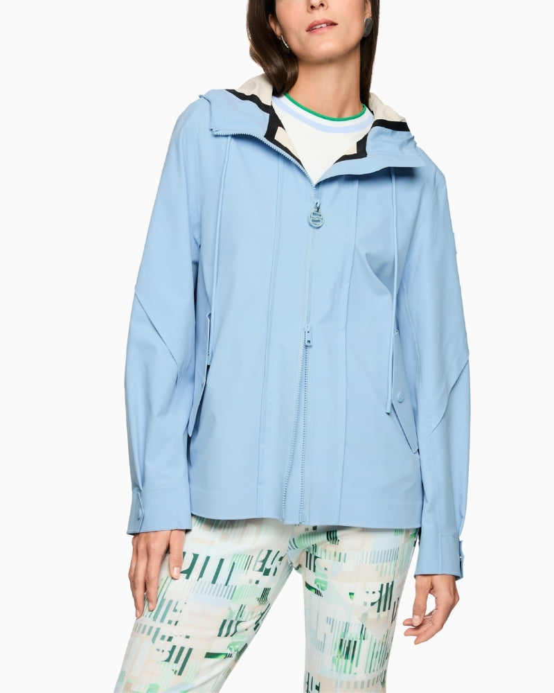 Marc Cain light blue outdoor jacket front view – Áines Boutique