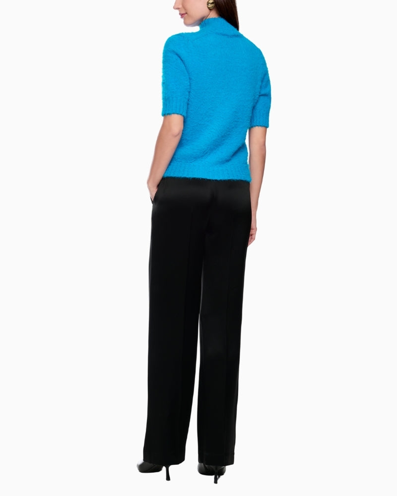 Back of Rethink Together knitwear by Marc Cain in wool blend with fluffy finish