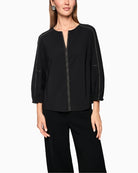 Marc Cain sporty V-neck shirt with loose fit and cropped sleeves