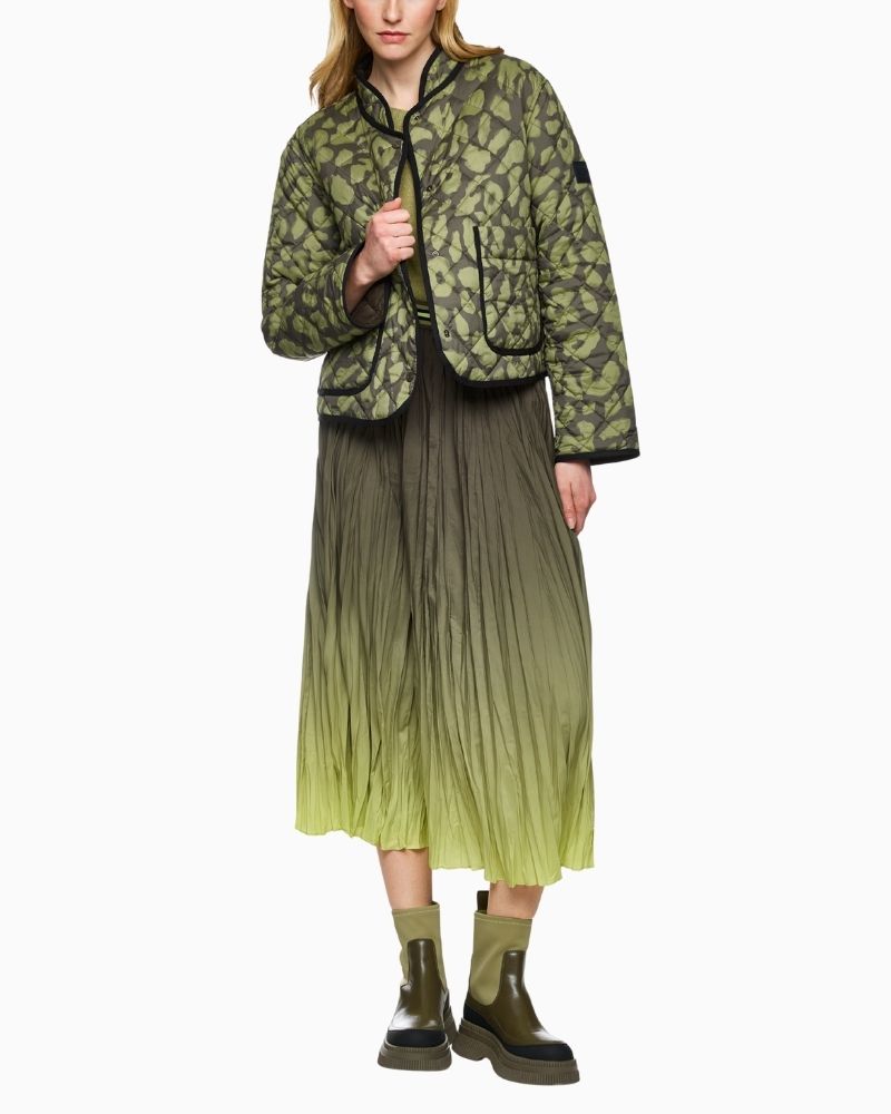 Reversible quilted jacket by Marc Cain in olive with leopard print side