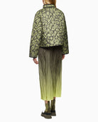 Back view of Marc Cain reversible padded jacket with stand collar and cropped fit