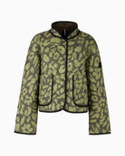 Reversible quilted jacket by Marc Cain in olive with leopard print side