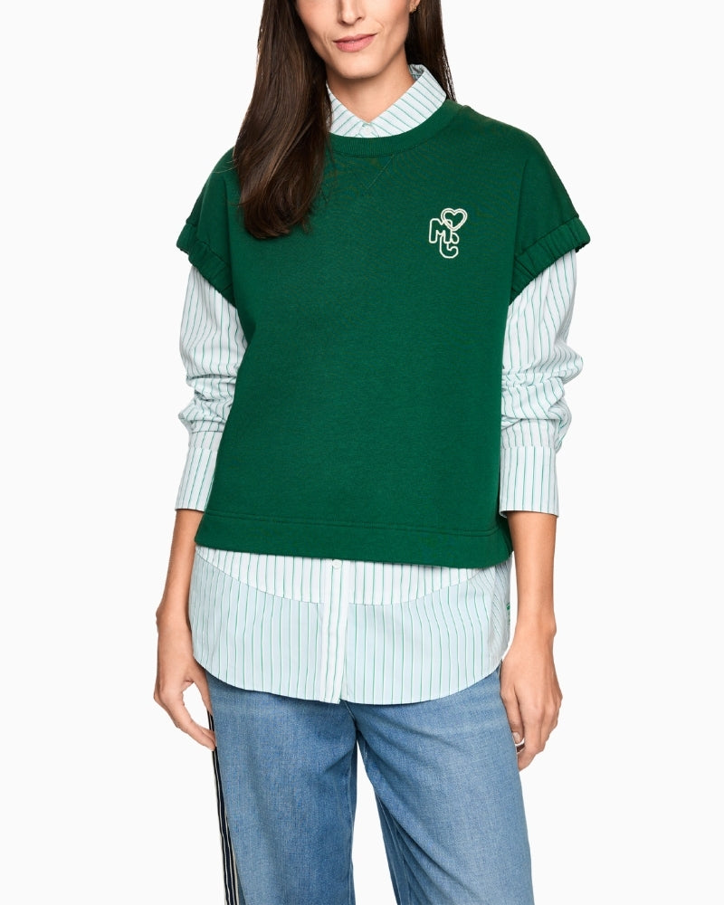 Marc Cain green short sleeve shirt front view – Áines Boutique