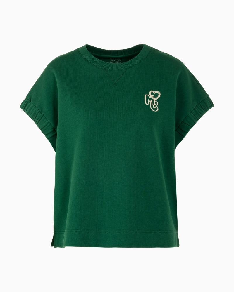 Marc Cain green short sleeve shirt front view – Áines Boutique