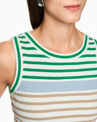 Marc Cain striped sleeveless top neckline and shoulder detail – Áines Boutique