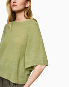 Close up of Marc Cain soft jumper in alpaca blend with wide sleeves and relaxed shape