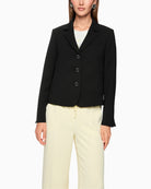 Marc Cain black sporty blazer with cropped fit and lapel collar
