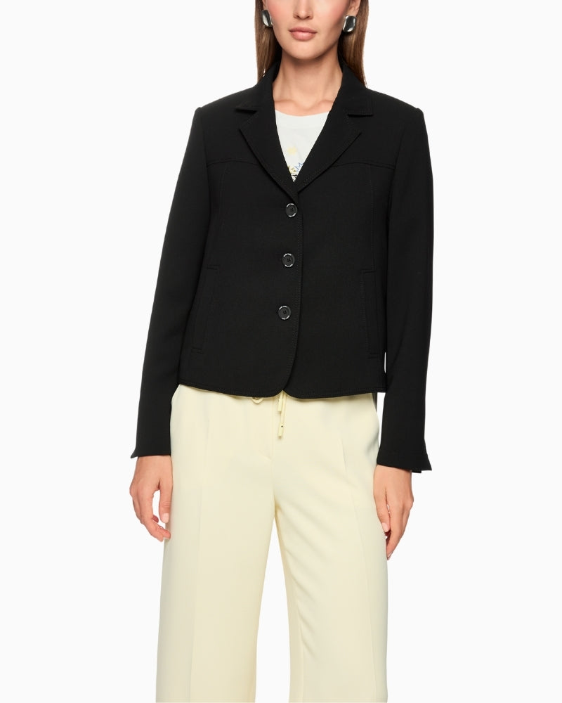 Marc Cain black sporty blazer with cropped fit and lapel collar